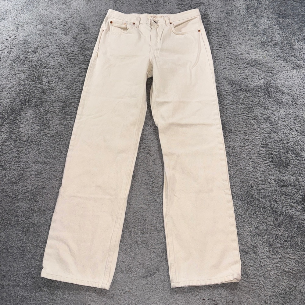 Levis Low Pro Straight Jeans 27 Cream Off White Women 100% Cotton Low Rise Denim